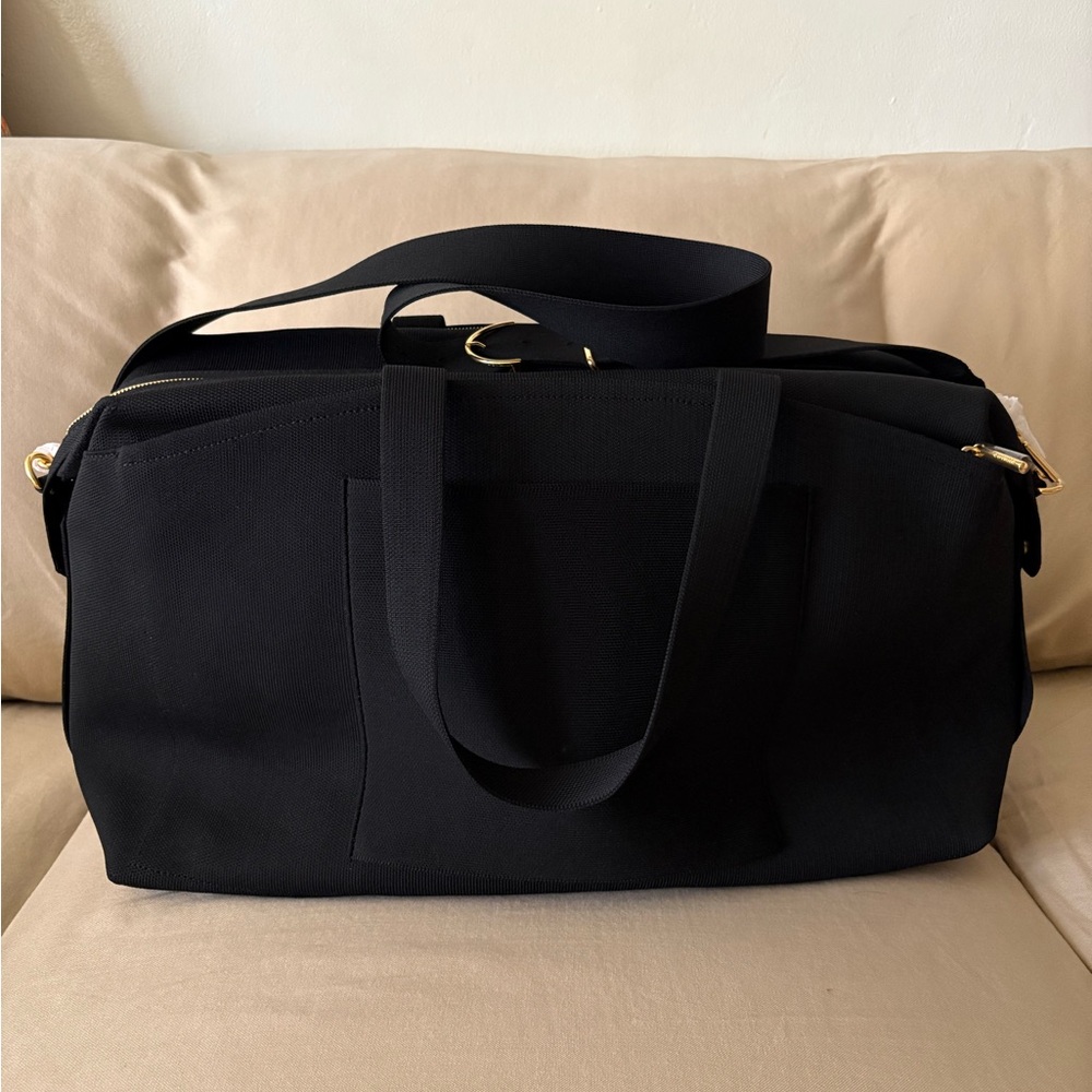 Cuyana Black Weekender Bag (Recycled Knit)